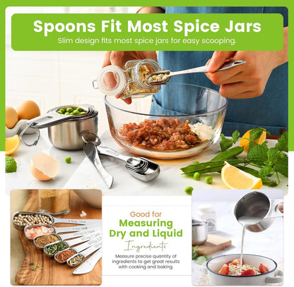 Stainless Steel Measuring Cups and Spoons Set of 14 W/Leveler6
