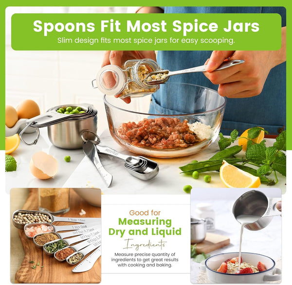 Stainless Steel Measuring Cups and Spoons Set of 14 W/Leveler6