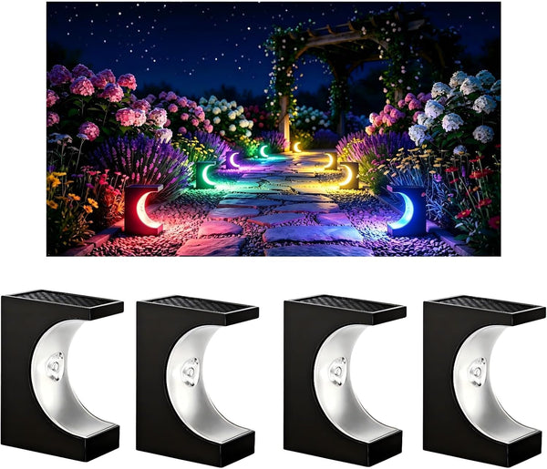 Solar Stair Lights 4 Pack, Crescent Moon Design Outdoor Step Lights1