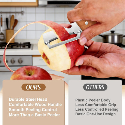 2026 Upgrade Vegetable Peeler with Wooden Handle, Stainless Steel Wide Blade Potato and Carrot Peeler, 2-In-1 Veggie Peeler with Bottle Opener for Kitchen, Camping and Travel (1PCS)6