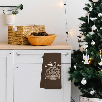 Brown Floral Book Kitchen Dish Towels, Book Lover Reader Bookish Bookworm Gifts, It'S Too Nonfictiony outside Hand Towels for Bathroom Kitchen Decor, 16X24 Inches4
