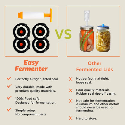 Home Fermentation Kit with 4 Wide Mouth Fermenting Lids with Airlocks, Oxygen Extraction Pump, Ideal for Sauerkraut, Kimchi, Pickles & Fermented Vegetable6