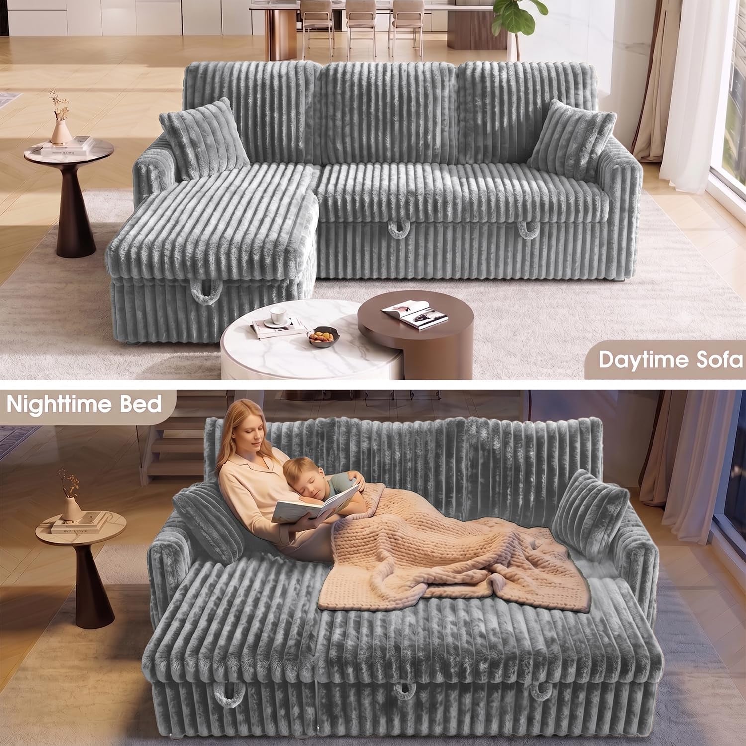 81-sectional-sleeper-sofa-bed-with-storage-chaise-usb-charging-plush-corduroy-l-shaped-pull-out-couch-bed-modular-sectional-sofa-couches-for-living-room-bedroom-light-grey