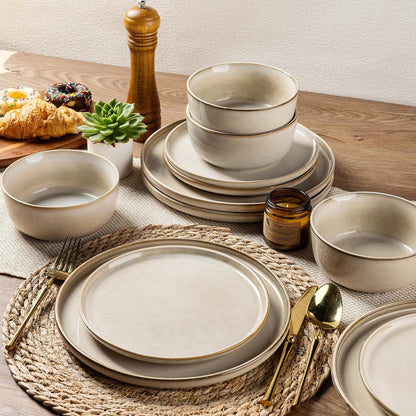 Stoneware Dinnerware Sets for 4, 12 Piece Plates and Bowls Sets7