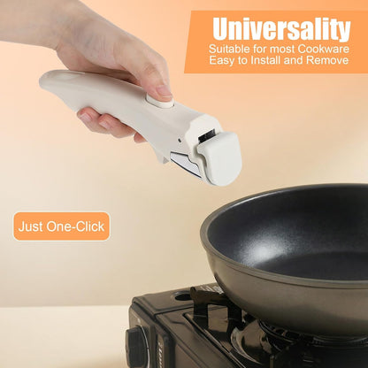 3 PC Removable Pot Handle White, Universal Pan Handles, Replacement Handle for Pots and Pans, Fits All Cookware, Durable & Heat-Resistant3