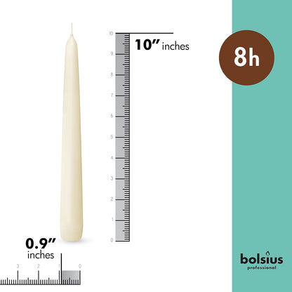 Long Household Ivory Taper Candles - 10-Inch Unscented Premium Quality Wax - 8 Hour Long Burning Dripless Candles Bulk Pack of 30 for Home Decor, Wedding, Parties and Special Occasions2