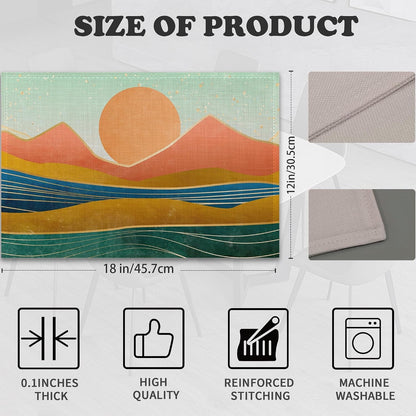 Boho Mountain Linen Placemats Set of 6,12X18 Inch Sunset Landscapes Washable Table Mats Heat Resistant Place Mats for Home Party Kitchen Dining Decoration2