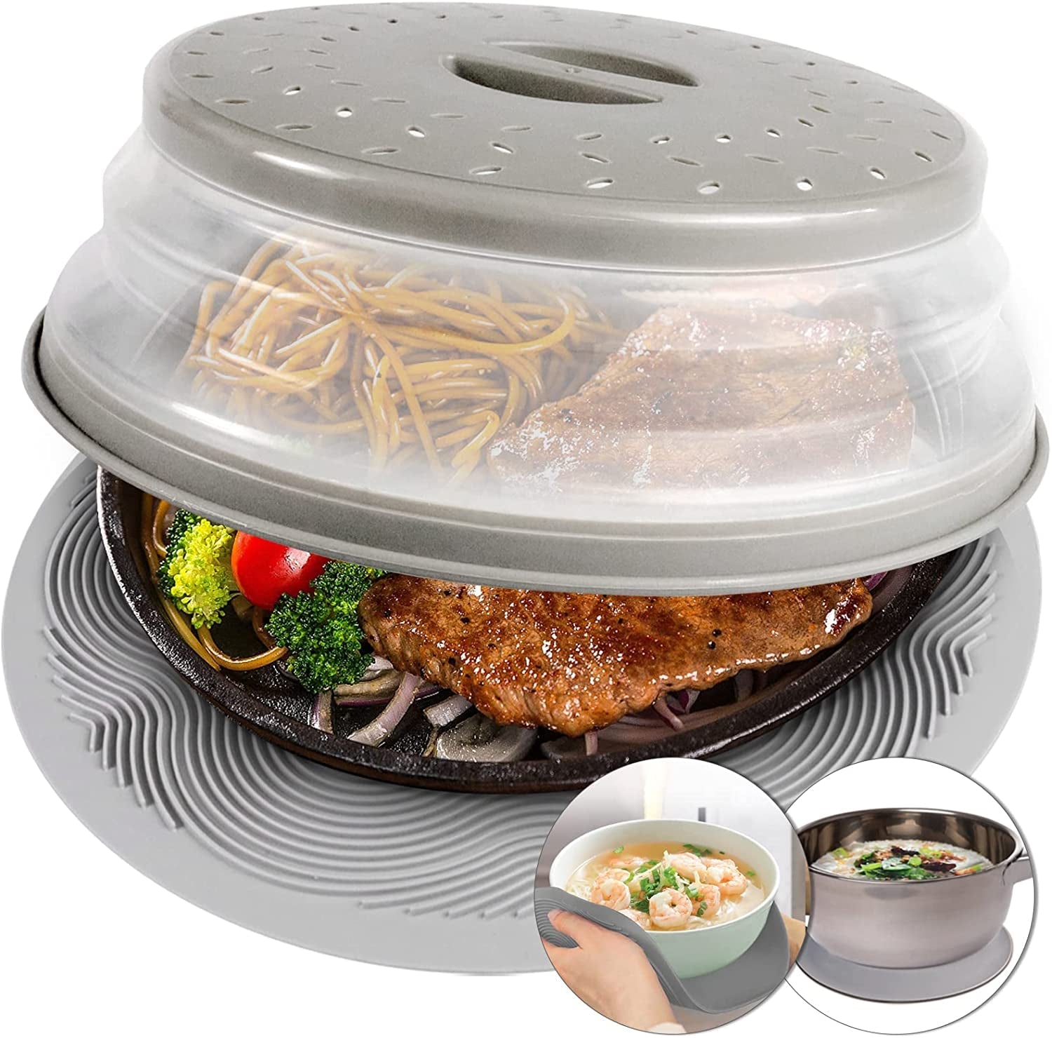 2-in-1-microwave-splatter-cover-for-food-silicone-microwave-mat-mat-as-bowl-holder-trivet-pot-holders-drying-baking-utensils-rest-for-kitchen-counter-dishwasher-safe-grey