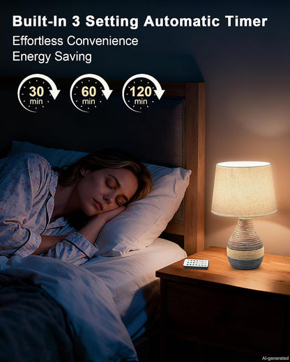13" Small Ceramic Cordless Table Lamp, Rechargeable Battery, Coastal5