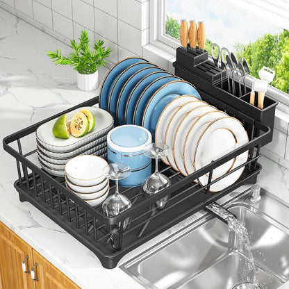 Dish Drying Rack for Small Kitchen Counter with Utensil Holder1