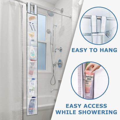 Hanging Mesh Shower Caddy, 7 Pockets, Quick Dry, 60 X 6 in - White2