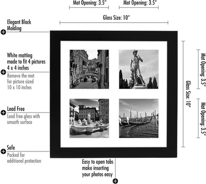 4X4 Collage Picture Frame - Fits 4 - Engineered Wood - Black7