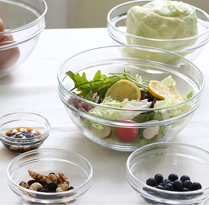 Set of 9 Glass Mixing Bowls - Glass Nesting Bowls Prep Bowl Clear Salad Bowls for Kitchen Prep Salad, Cereal, Ice Cream, Pasta, Fruits7