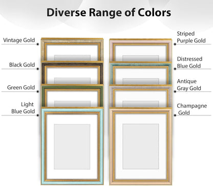 ,11X14 Ornate Picture Frame Holds 8X10 Photo,Green Gold9