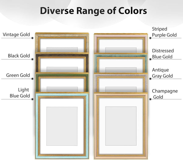 ,11X14 Ornate Picture Frame Holds 8X10 Photo,Green Gold9