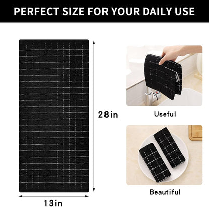 100% Cotton Terry Kitchen Towels, 2 Pack, Black | Ultra Soft and Absorbent Dish Towels for Kitchen, Suitable for Drying and Washing Dishes5