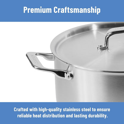 5-Ply Stainless Steel Stockpot – Large Cooking Pot for Boiling, Simmering & Stewing - Consistent, Even Heating - Durable, Dishwasher Safe – Oven-Safe to 800F, Induction Ready - 8 QT7