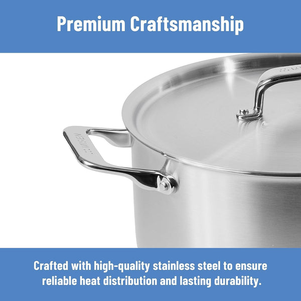5-Ply Stainless Steel Stockpot – Large Cooking Pot for Boiling, Simmering & Stewing - Consistent, Even Heating - Durable, Dishwasher Safe – Oven-Safe to 800F, Induction Ready - 8 QT7