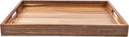 Acacia Wood Serving Tray with Handles (17 Inches) – Decorative Serving Trays Platter for Breakfast in Bed, Lunch, Dinner, Appetizers, Patio, Ottoman, Coffee Table, BBQ, Party –Great for Lap &Couch2