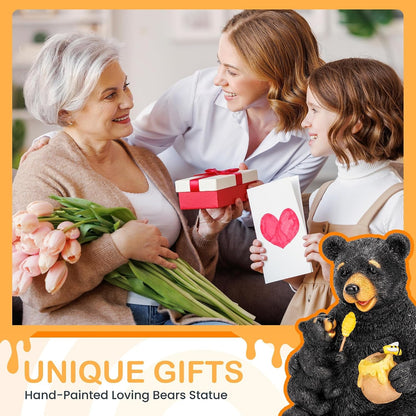 Solar Garden Statues Bears 9" Black, Yard Decorations Outdoor8