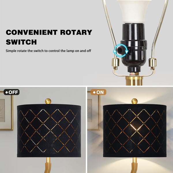 30" Tall Black and Gold Table Lamp for Living Room Bedroom Single4