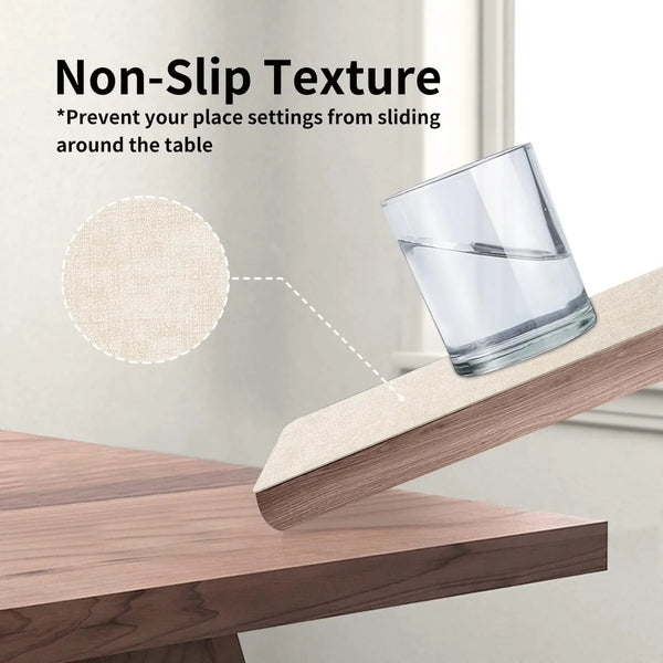 Faux Leather Placemats Set of 6, Easy to Clean, Beige6