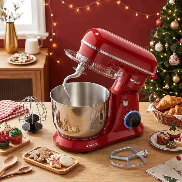 4QT Electric Stand Mixer, 10-Speed Tilt-Head Compact Kitchen Mixer | Multiple Stylish Colors | Food Mixer with Dough Hook & Beater & Whisk | for Cake & Bread | Dishwasher-Safe | Red7