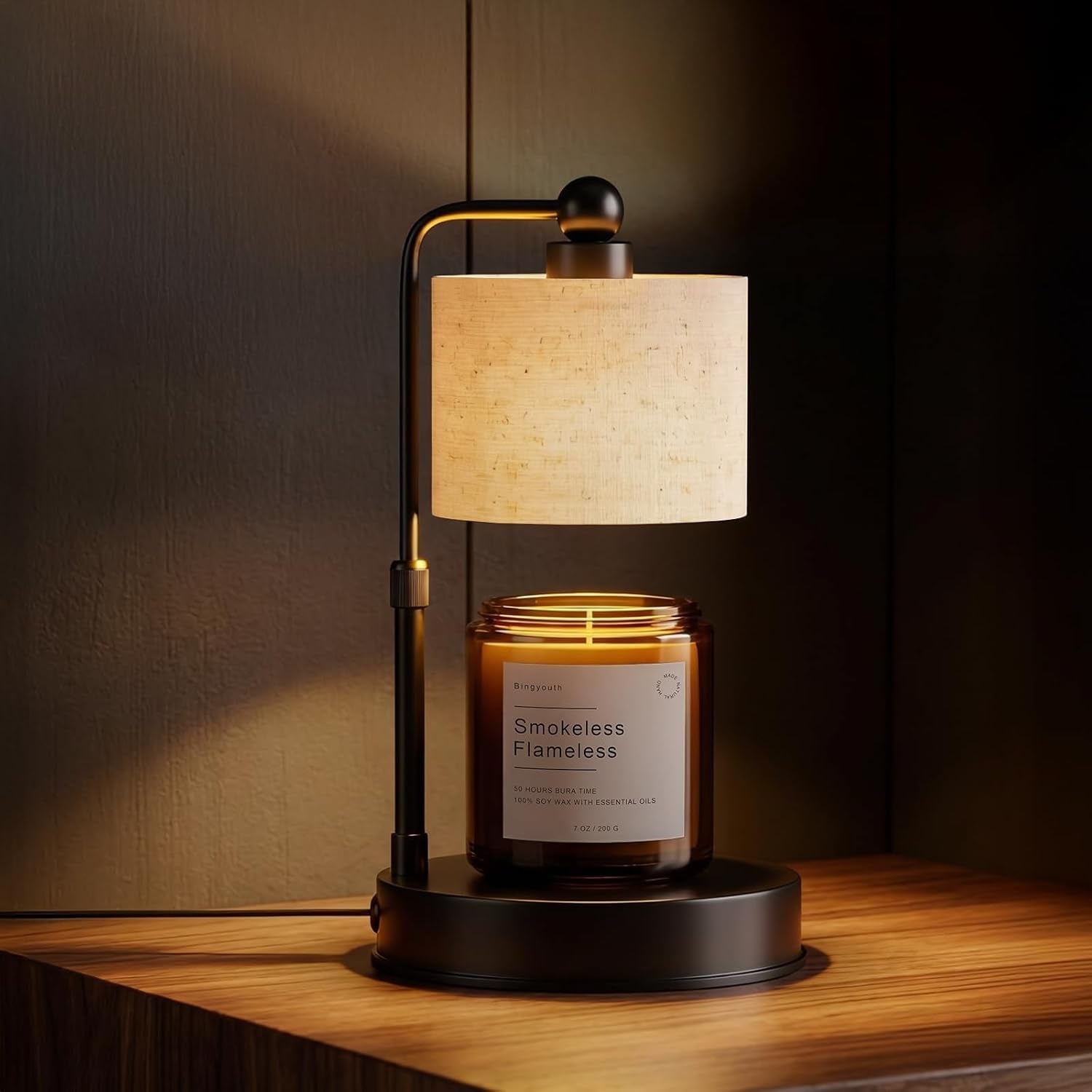 candle-warmer-lamp-with-timer-best-house-warming-gift-height-adjustable-dimmable-electric-candle-warmer-lamp-includes-2-bulbs-birthday-gift-for-women-mom-housewarming-flaxen