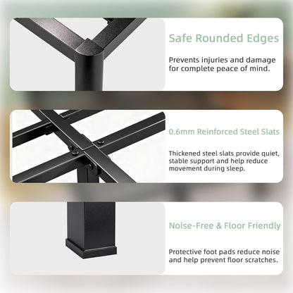 Full Bed Frame, 18 Inch Heavy Duty Steel Platform, Noise-Free6