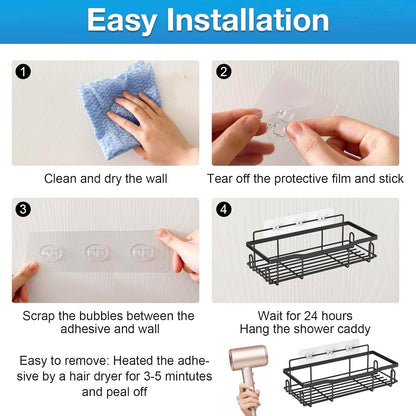 Upgraded Shower Caddy Adhesive Replacement,Strong Adhesive Hooks for Shower Caddy, Waterproof Shower Shelf Adhesive, Shower Adhesive Strips for Shower Organizer and Kitchen Racks (5 Pcs(Double Hooks))5