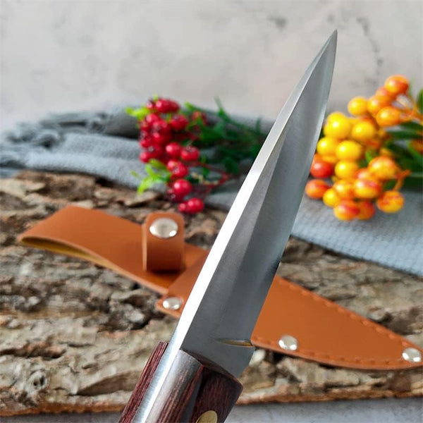 Meat Cleaver Knife, Outdoor Camping Knife Split Deboning Stainless Steel Household Fruit Knife Outdoor Small Kitchen Knife (Color : C with Cover)6