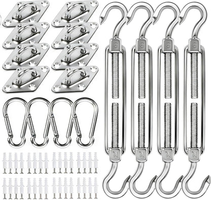 80Pcs Shade Sail Hardware Kit 6 Inch for Triangle Rectangle Sun Shade | Sun Shade Hardware Kit, 304 Grade Stainless Steel Turnbuckles & Brackets for Outdoor Patio Shade Canopy Tarp1