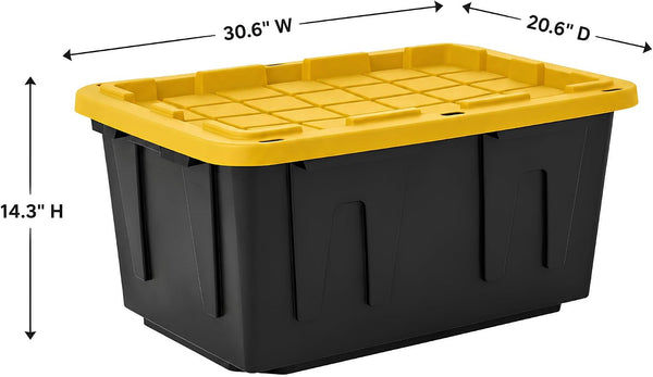 8 Pack 27 Gallon Heavy Duty Storage Totes with Lids, Stackable Plastic Storage Containers, Industrial Organizer Containers for Garage, Basement, Closet, Moving, Camping & Outdoor Storage4
