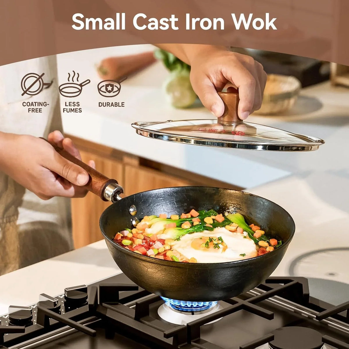 9-5-inch-small-cast-iron-wok-with-lid-handcrafted-tortoise-shell-texture-uncoated-stir-fry-pan-flat-bottom-wok-for-electric-induction-gas-stoves-2-5-quart-requires-seasoning