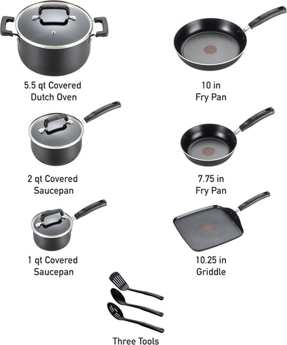 Signature Nonstick Pots and Pans Set 12 Piece, Oven Broiler Safe 350F, Kitchen Cookware Set W/Fry Pans, Saucepans, Saute Pan, Dutch Oven, Griddle, Kitchen, Home, Dishwasher Safe, Black2
