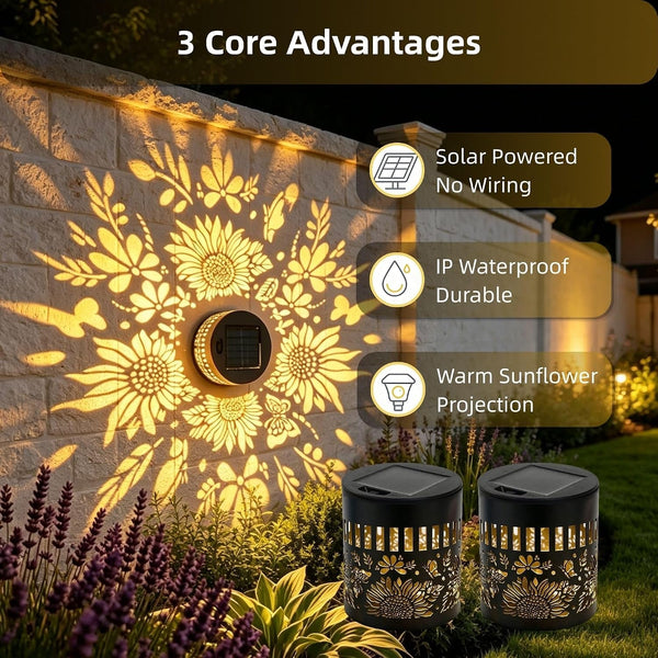 Solar Outdoor Fence Lights Decoration 2 Pack, Solar Wall Step Deck Lights Outdoor Garden Decor with Hummingbird Sunflower Theme for Yard Art Porch Patio Backyard Decor, Gifts for Mom Women4
