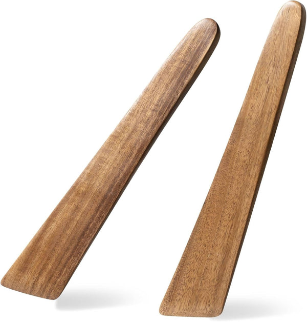 Flat Wooden Spatulas for Cooking, 2-Piece Acacia Wood Set, 12 Inch1