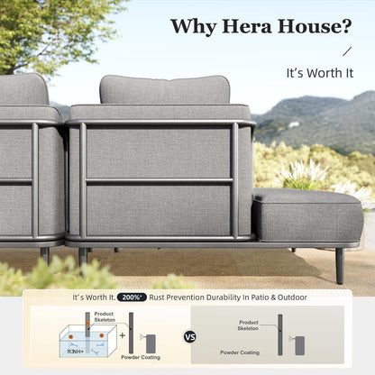 Metal Patio Conversation Set, 10-Seat, Modular Design, Grey4
