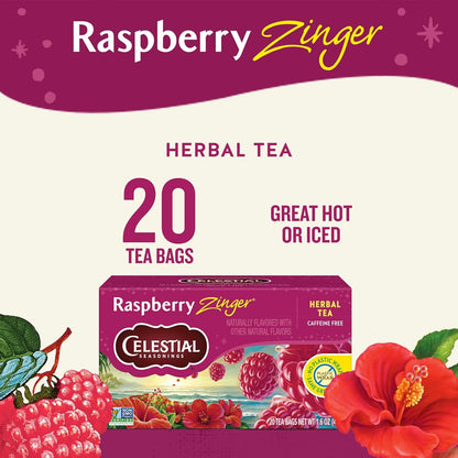 Raspberry Zinger Herbal Tea, Caffeine Free, 20 Tea Bags Box2