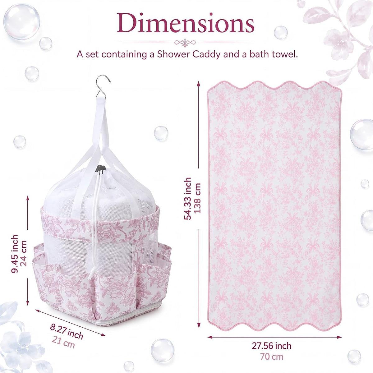 2-pcs-college-dorm-shower-caddy-and-bath-towels-set-pink-white