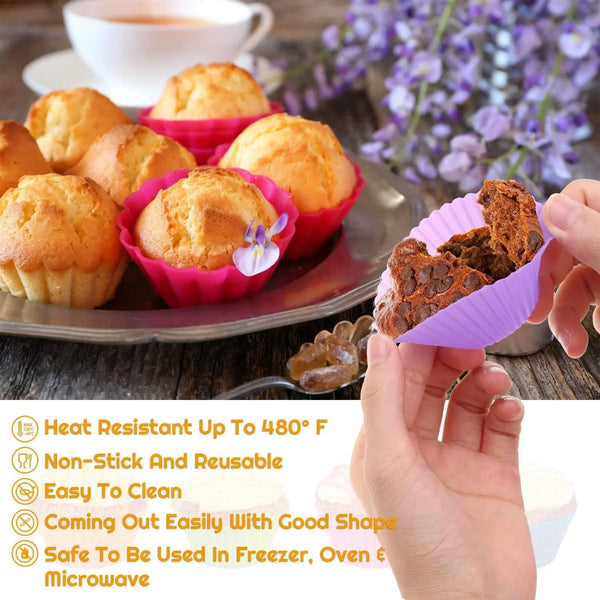 54 Pack Silicone Muffin Cups,  Silicone Cupcake Baking Cups Reusable Muffin Liners Cupcake Wrapper Cups Holders for Muffins, Cupcakes, and Candies4