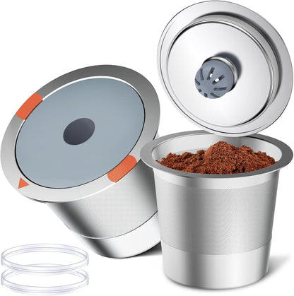 Reusable K Cups and Coffee Pods,Universal Stainless Steel K Cups for Keurig 2.0 and 1.0 Coffee Makers Machine(2Pack)1