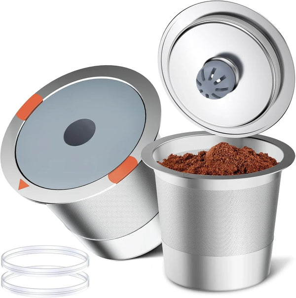 Reusable K Cups and Coffee Pods,Universal Stainless Steel K Cups for Keurig 2.0 and 1.0 Coffee Makers Machine(2Pack)1