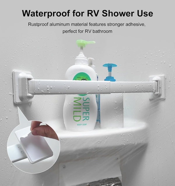 Aluminum RV Shower Corner Storage Bars for Bathroom Organization3