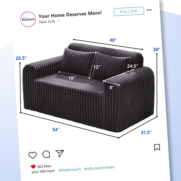 2-Seater Foam Sofa with Pillows Comfy Couch for Small Spaces2
