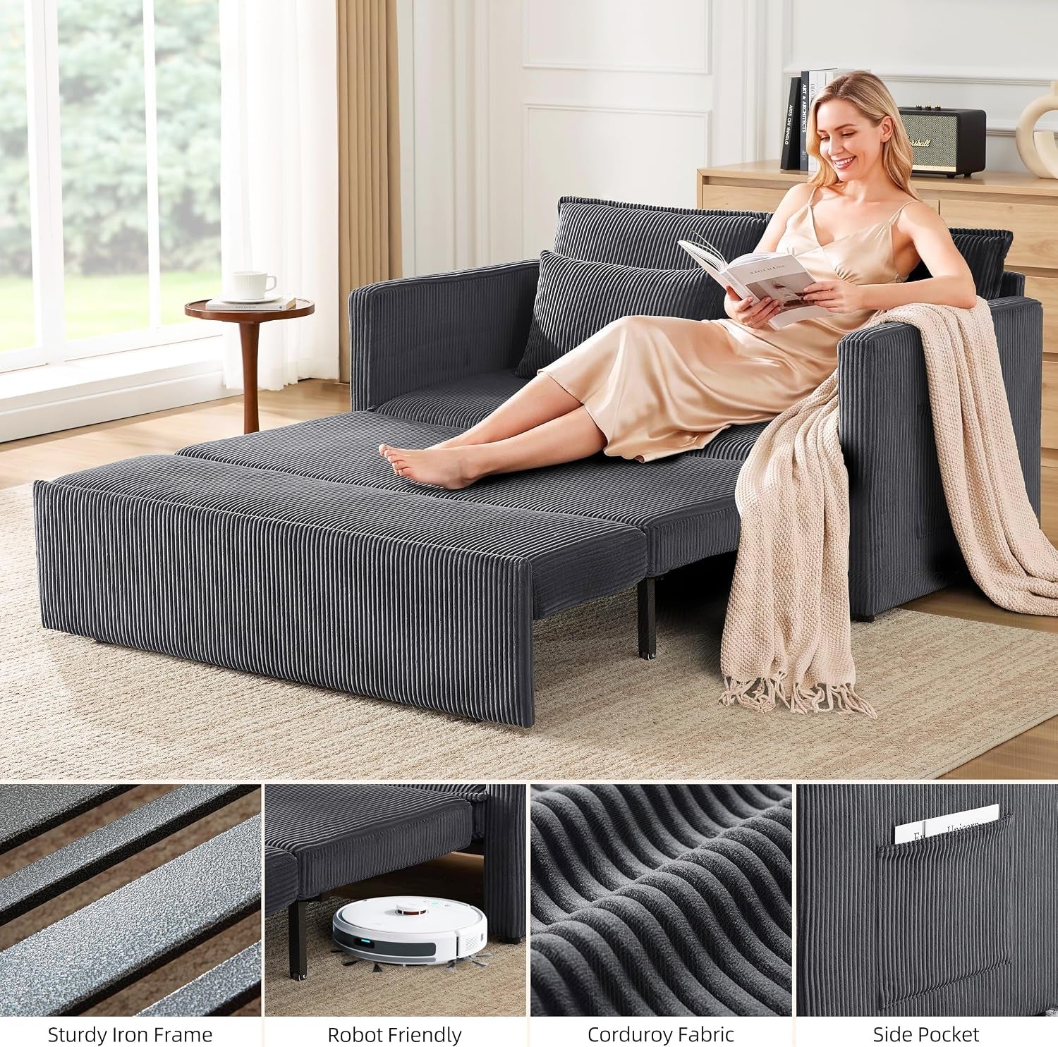 86-extended-convertible-sofa-bed-loveseat-sleep-sofa-with-usb-ports-pull-out-couch-with-6-position-adjustable-backrest-corduroy-couch-bed-with-side-pockets-for-living-room-dark-grey
