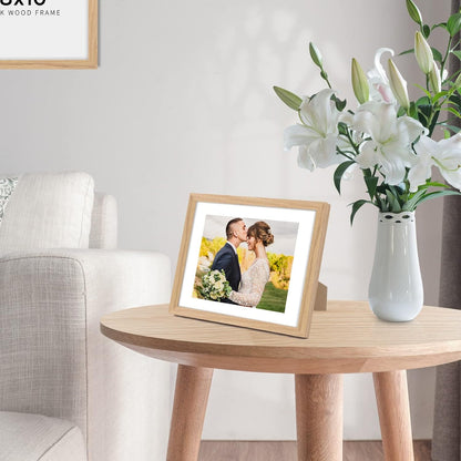 8X10 Solid Oak Wood Picture Frame with 6X8 Mat, Natural Oak, 1 Pack5