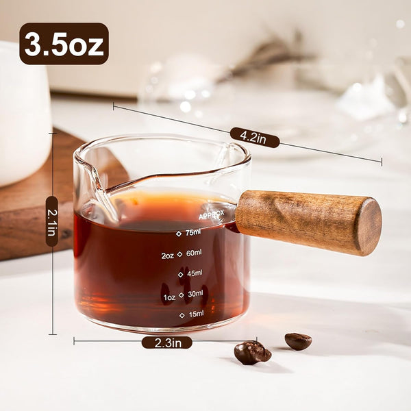 Espresso Measuring Cup with Handle, 3.5 Oz Double-Spout Glass2