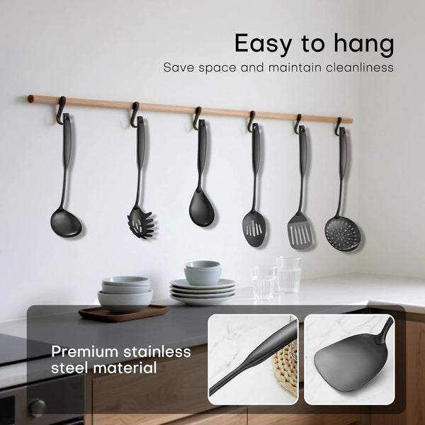 Kitchen Utensil Set 9-Piece Stainless Steel 304 Polished Mirror Finish Cooking Spoons, Slotted Spoon, Turner, Spatula, Pasta Spoon– Dishwasher Safe, Rust-Resistant7