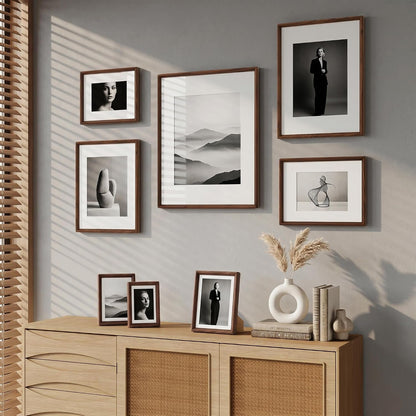 5X7 Picture Frame, Solid Walnut Wood Frame with Mat for 4X6 Photo3